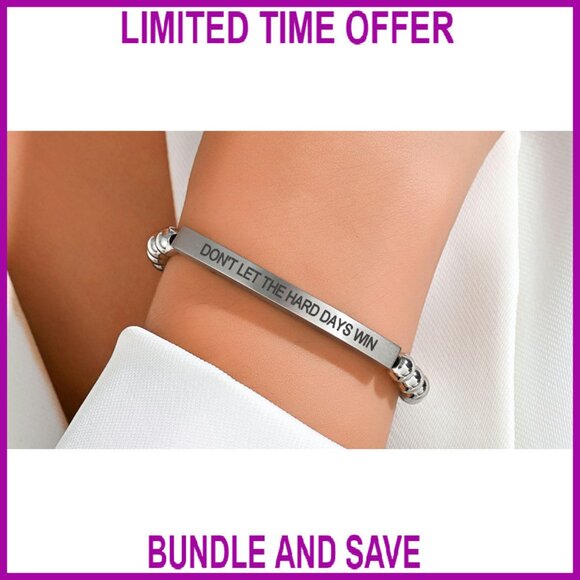 Stainless Steel Beaded Cross Bracelet with Bible Verse, Adjustable Fit - Picture 8 of 8